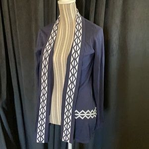 collared cardigan geometric navy​​​​